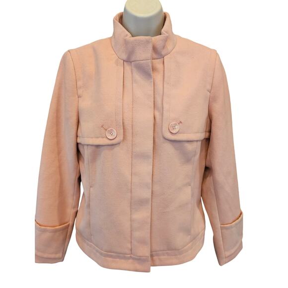 Chicos Casey Plush light Pink Jacket 1 (M) lined warm full zip peacoat  pockets - Picture 2 of 9
